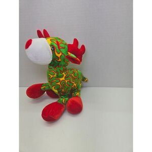Colorful Plush Christmas Reindeer Stuffed Animal - Green & Red Pattern Soft Toy‎